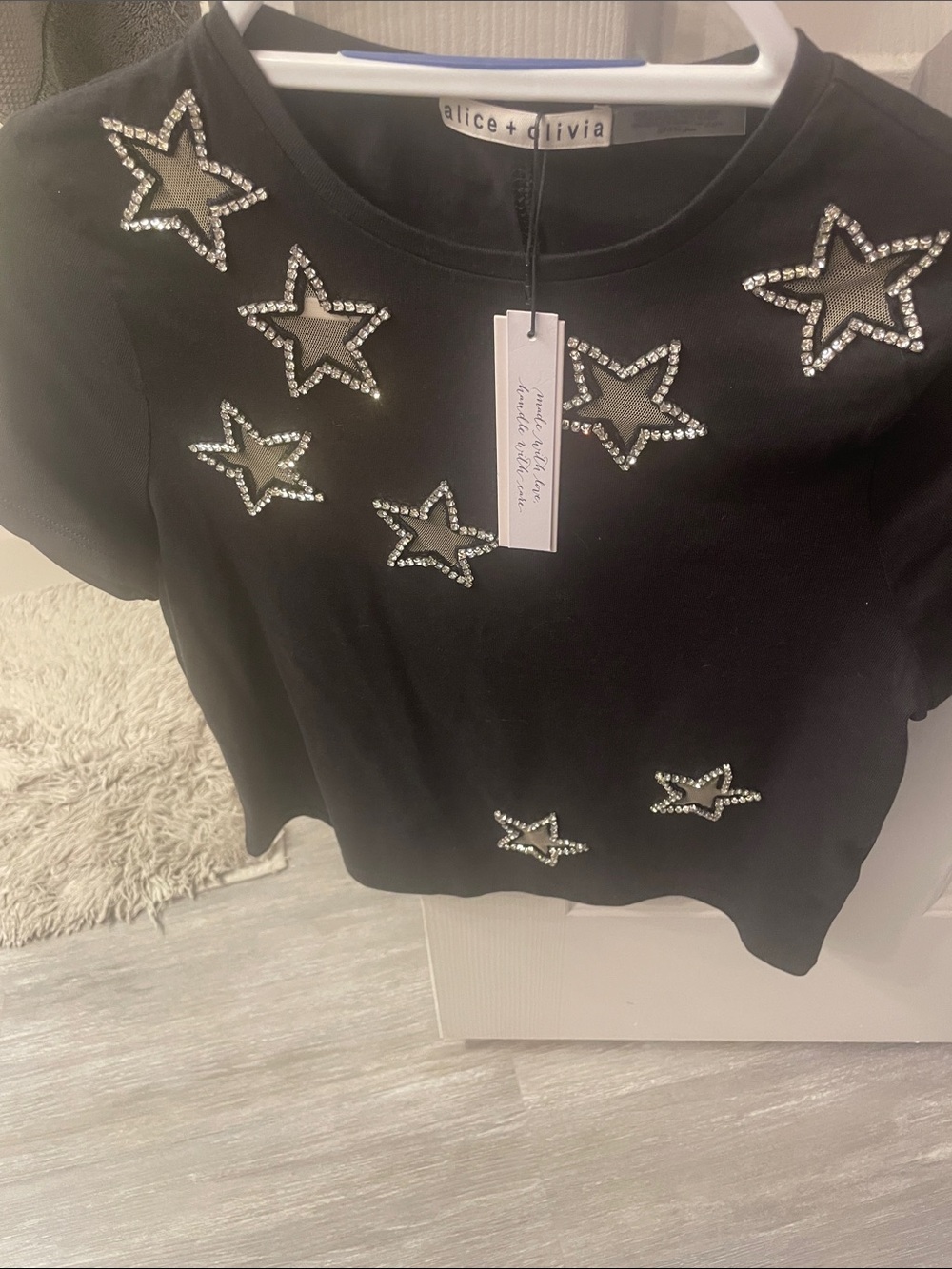Studded Star Embellished Short Sleeve Tee - Black - Picture 2 of 5